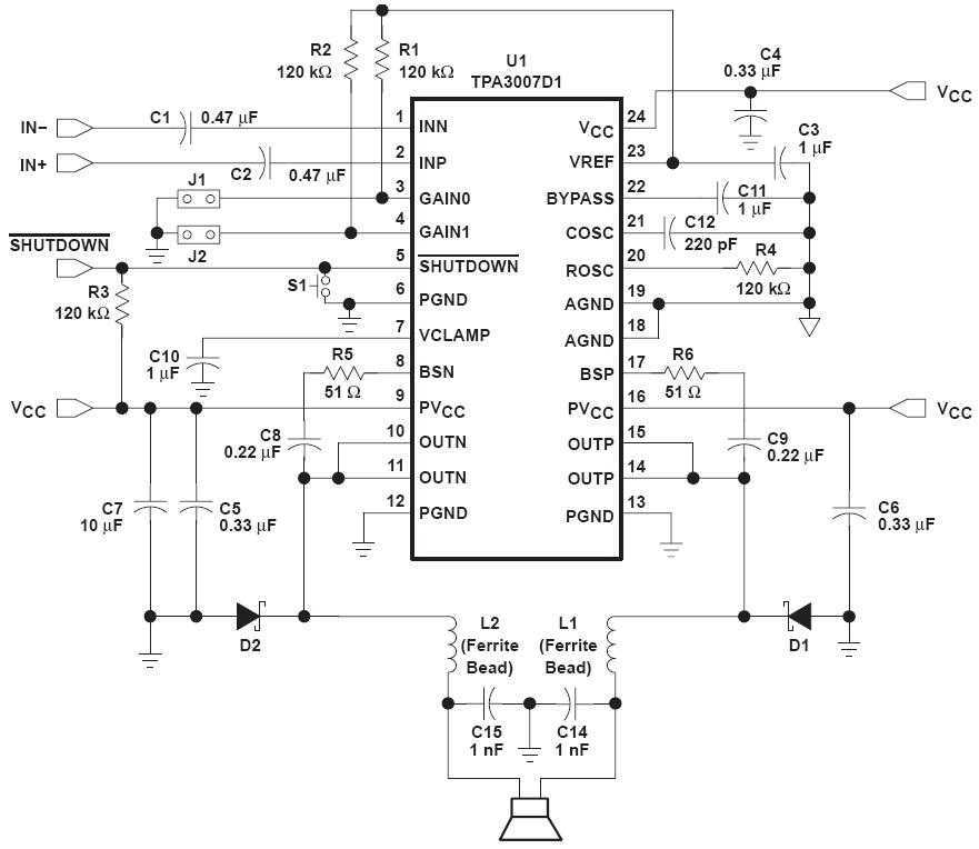 Tpa3116d2 схема усилителя