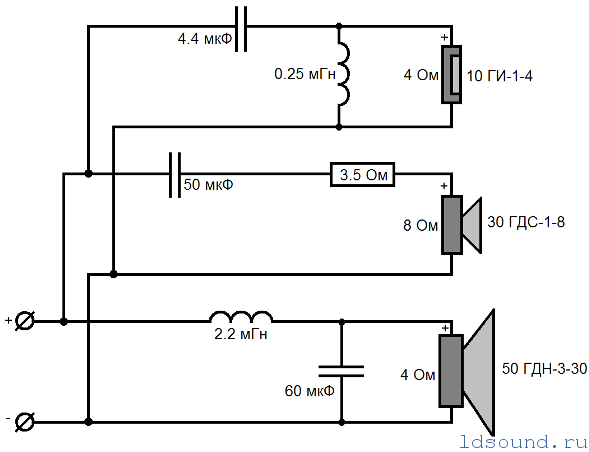 Схема кроссовера для акустики 2 полосы - турбозайм